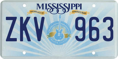 MS license plate ZKV963