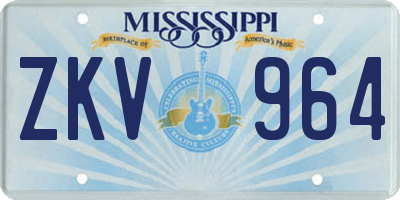 MS license plate ZKV964