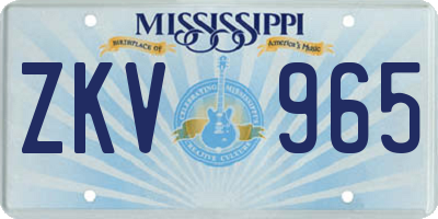 MS license plate ZKV965
