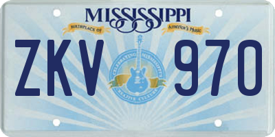 MS license plate ZKV970