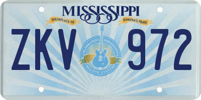MS license plate ZKV972