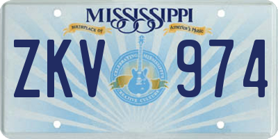 MS license plate ZKV974
