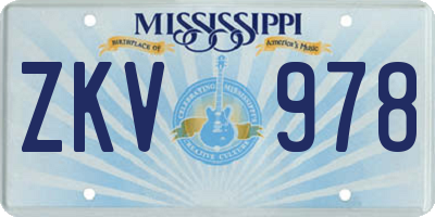MS license plate ZKV978