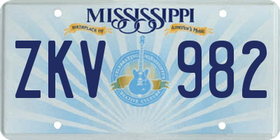 MS license plate ZKV982