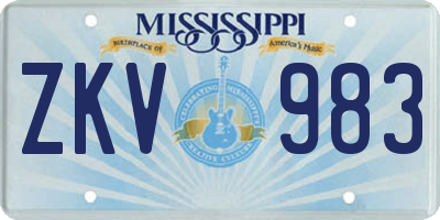 MS license plate ZKV983
