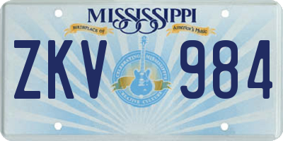 MS license plate ZKV984