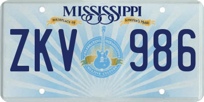 MS license plate ZKV986