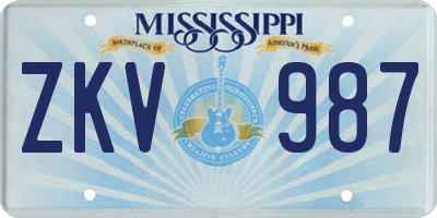 MS license plate ZKV987