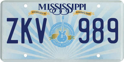 MS license plate ZKV989
