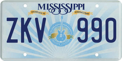 MS license plate ZKV990