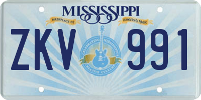 MS license plate ZKV991