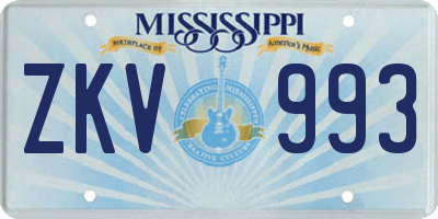 MS license plate ZKV993