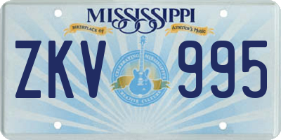 MS license plate ZKV995