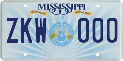 MS license plate ZKW000