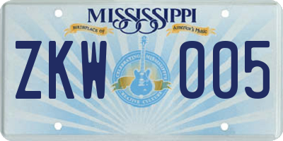 MS license plate ZKW005