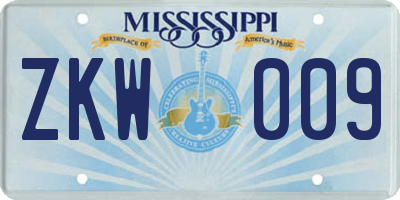 MS license plate ZKW009