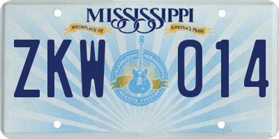 MS license plate ZKW014