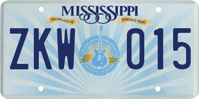 MS license plate ZKW015