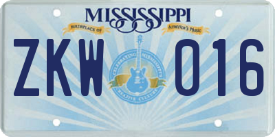 MS license plate ZKW016