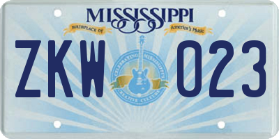 MS license plate ZKW023