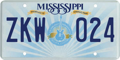 MS license plate ZKW024