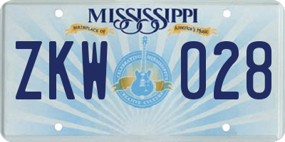 MS license plate ZKW028