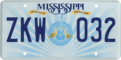 MS license plate ZKW032