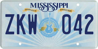 MS license plate ZKW042