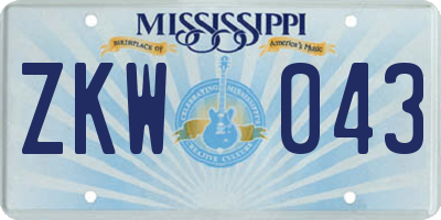 MS license plate ZKW043
