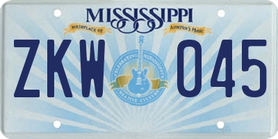 MS license plate ZKW045