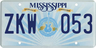 MS license plate ZKW053