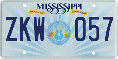 MS license plate ZKW057