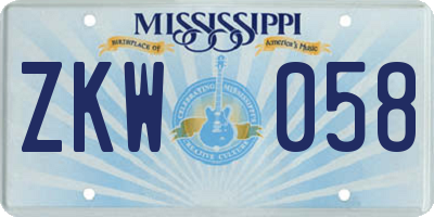 MS license plate ZKW058