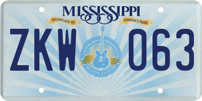 MS license plate ZKW063