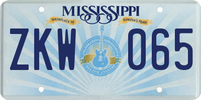 MS license plate ZKW065
