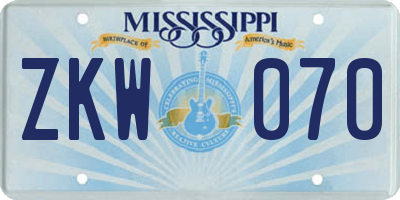 MS license plate ZKW070