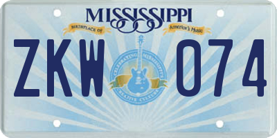 MS license plate ZKW074