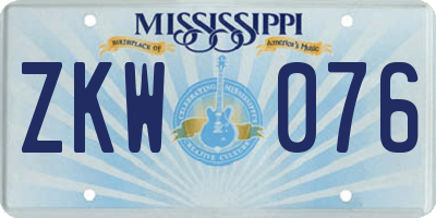 MS license plate ZKW076