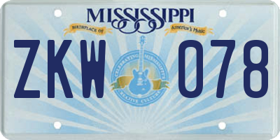 MS license plate ZKW078