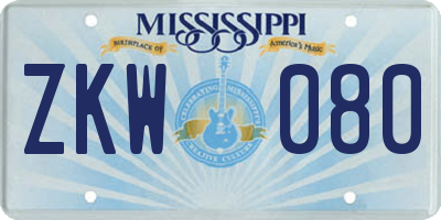 MS license plate ZKW080