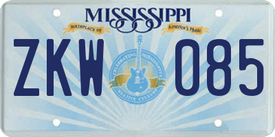 MS license plate ZKW085