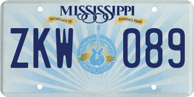 MS license plate ZKW089