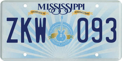 MS license plate ZKW093