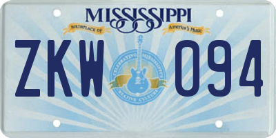 MS license plate ZKW094