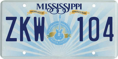 MS license plate ZKW104