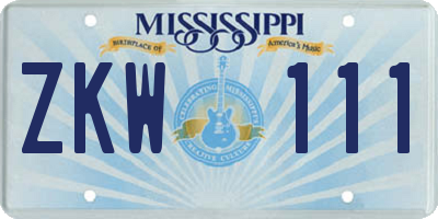 MS license plate ZKW111