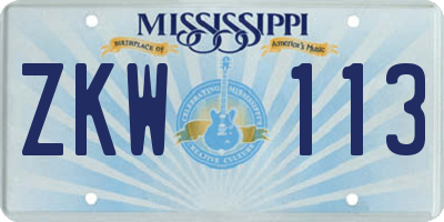 MS license plate ZKW113