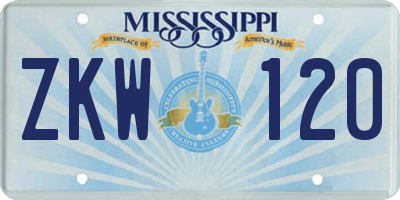 MS license plate ZKW120
