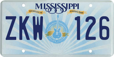 MS license plate ZKW126