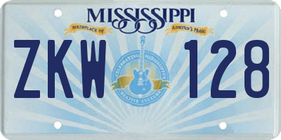 MS license plate ZKW128
